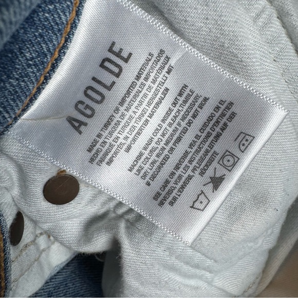 AGOLDE Riley High Rise Straight Crop in Whiplash Denim Blue Jeans 28 B25 - Picture 9 of 12